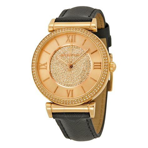 uhren lederband michael kors|michael kors black leather watch.